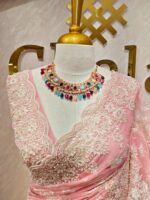 Organza with floral and pearl embroidery laced pattern - Image 22