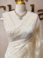 Organza with floral and pearl embroidery laced pattern - Image 38