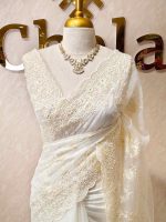 Organza with floral and pearl embroidery laced pattern - Image 40