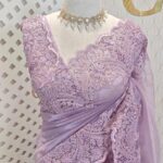 Organza with heavy border with big mid scalp