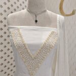 Salwar with french knot floral and cut beads pattern in Georgette material
