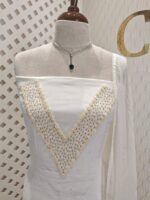 Salwar with french knot floral and cut beads pattern in Georgette material