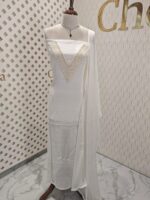 Salwar with french knot floral and cut beads pattern in Georgette material - Image 3