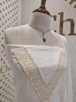 Salwar with french knot floral and cut beads pattern in Georgette material - Image 2