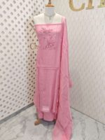 Salwar with self thread embroidery design in chiffon material - Image 3