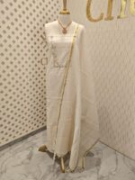 Salwar with zardozi work and golden stripes pattern in cotton material - Image 3