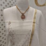 Salwar with zardozi work and golden stripes pattern in cotton material