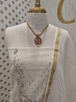 Salwar with zardozi work and golden stripes pattern in cotton material