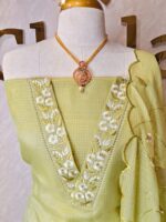 Salwar with satin finished floral thread work on neck - Image 8