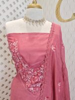 Salwar with Beads and satin embroidery design on neck - Image 5