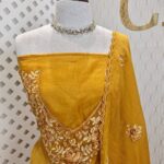 Salwar with Beads and satin embroidery design on neck
