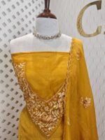 Salwar with Beads and satin embroidery design on neck