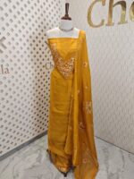 Salwar with Beads and satin embroidery design on neck - Image 3