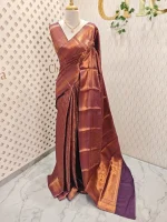 Soft silk with mango shape  and floral design - Image 13