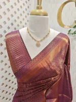 Soft silk with mango shape  and floral design - Image 12