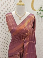 Soft silk with mango shape  and floral design - Image 11
