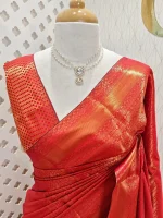 Soft silk with mango shape  and floral design - Image 9