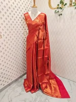 Soft silk with mango shape  and floral design - Image 10