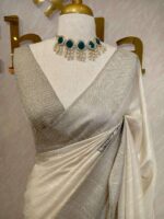 Semi tussar with big applique veiny design - Image 3