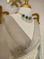 Semi tussar with big applique veiny design - Image 2