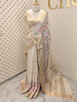 Semi tussar with bird embroidery and zari border - Image 4