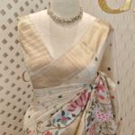 Semi tussar with bird embroidery and zari border