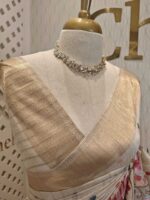 Semi tussar with bird embroidery and zari border - Image 2