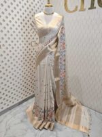Semi tussar with bird embroidery and zari border - Image 13