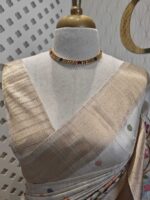 Semi tussar with bird embroidery and zari border - Image 12