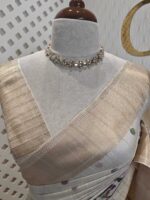 Semi tussar with bird embroidery and zari border - Image 9