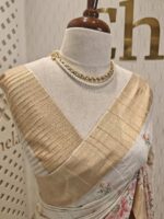 Semi tussar with colourful mango design with Seri border - Image 2