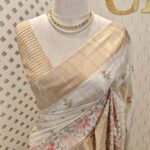 Semi tussar with colourful mango design with Seri border