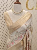 Semi tussar with colourful mango design with Seri border