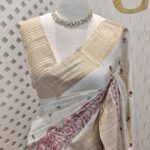 Semi tussar with colourful big mango and floral design
