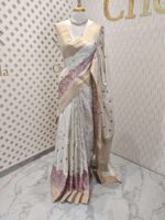 Semi tussar with colourful big mango and floral design - Image 4