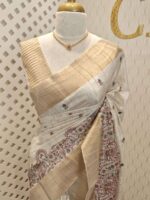 Semi tussar with colourful big mango and floral design - Image 5