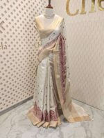 Semi tussar with colourful big mango and floral design - Image 10