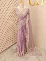 Tissue organza with pearls like embroidery floral work - Image 16