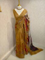 Tussar silk with big floral and leafy print - Image 4