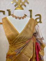 Tussar silk with big floral and leafy print - Image 3