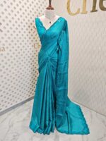 Tussar silk with mirror work border and printed body -  4 - Image 4
