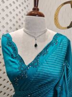 Tussar silk with mirror work border and printed body -  4 - Image 3