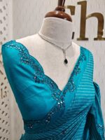 Tussar silk with mirror work border and printed body -  4 - Image 2