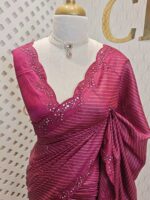 Tussar silk with mirror work border and printed body -  4 - Image 8