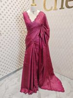 Tussar silk with mirror work border and printed body -  4 - Image 10