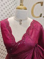 Tussar silk with mirror work border and printed body -  4 - Image 9