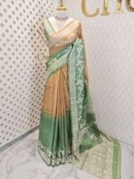 Tussar with duel colour body and line border - Image 7