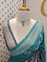 Tussar with duel colour body and line border - Image 3