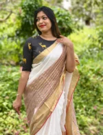 Linen with stripes pattern and wide border