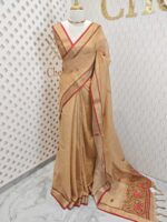 Linen with hand embroidered flower and leaves with fly stitches on boarder - Image 7